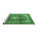 Sideview of Machine Washable Persian Emerald Green Traditional Area Rugs, wshtr4453emgrn