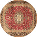 Round Persian Brown Traditional Rug, tr4453brn