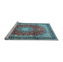 Sideview of Machine Washable Persian Light Blue Traditional Rug, wshtr4453lblu