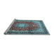 Sideview of Machine Washable Persian Light Blue Traditional Rug, wshtr4453lblu