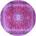 Round Machine Washable Persian Purple Traditional Area Rugs, wshtr4453pur