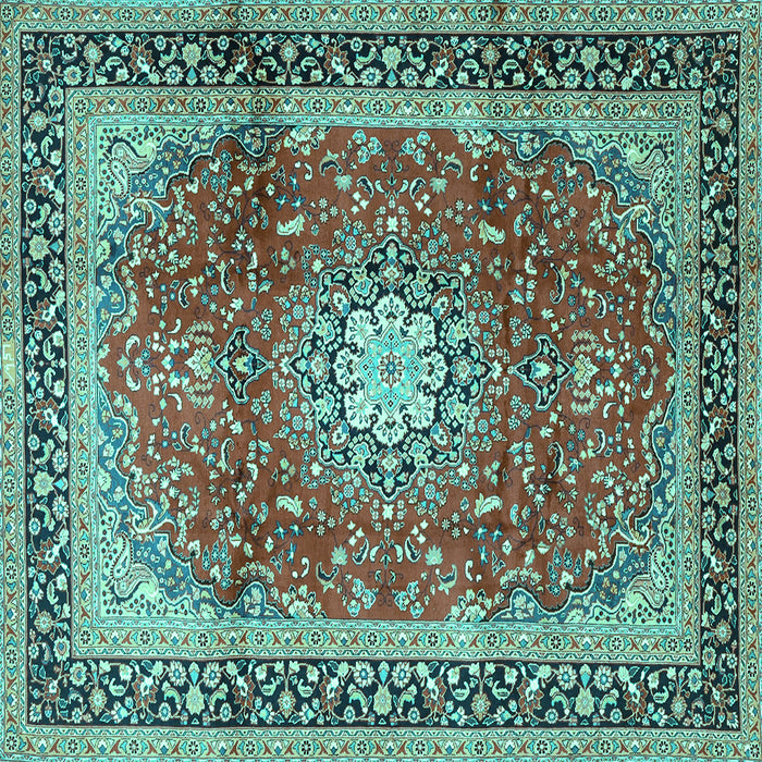 Square Persian Turquoise Traditional Rug, tr4453turq