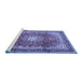 Sideview of Machine Washable Persian Blue Traditional Rug, wshtr4453blu