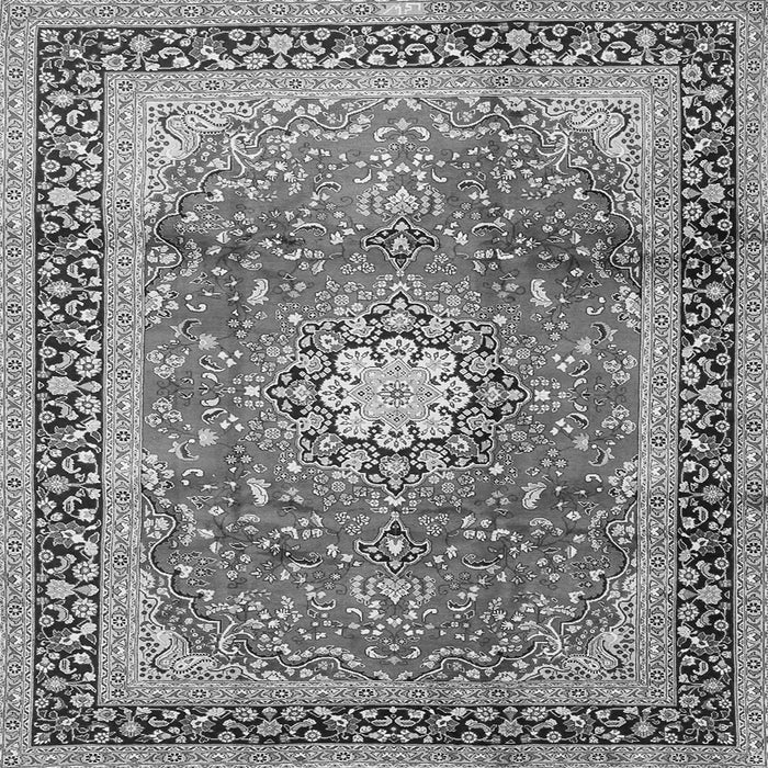 Round Machine Washable Persian Gray Traditional Rug, wshtr4453gry