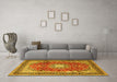 Machine Washable Persian Yellow Traditional Rug in a Living Room, wshtr4453yw