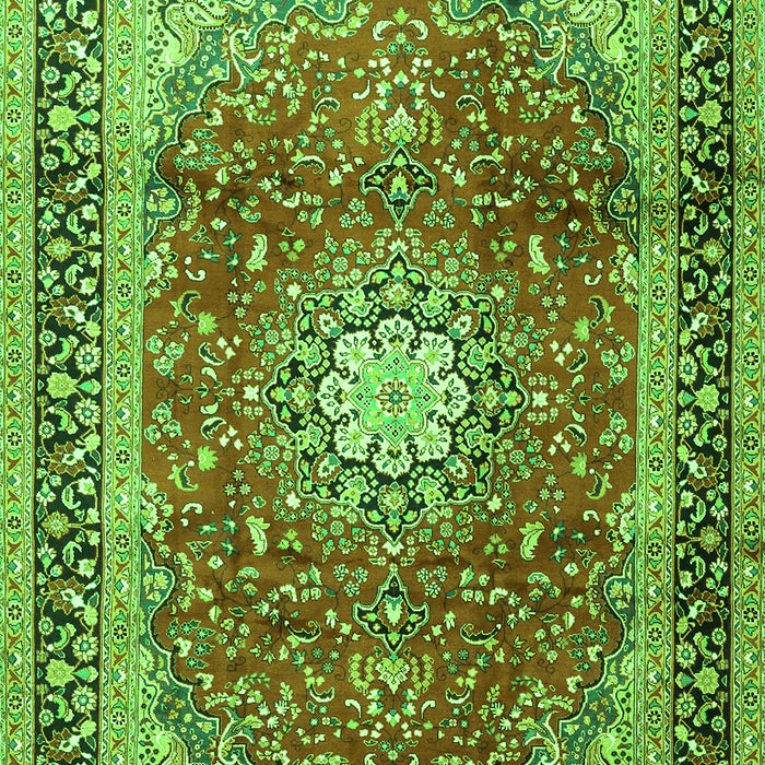 Serging Thickness of Machine Washable Persian Green Traditional Area Rugs, wshtr4453grn