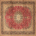 Square Machine Washable Persian Brown Traditional Rug, wshtr4453brn