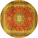 Round Machine Washable Persian Yellow Traditional Rug, wshtr4453yw