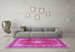 Machine Washable Persian Pink Traditional Rug in a Living Room, wshtr4453pnk