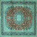 Square Machine Washable Persian Turquoise Traditional Area Rugs, wshtr4453turq