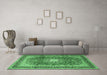 Machine Washable Persian Emerald Green Traditional Area Rugs in a Living Room,, wshtr4453emgrn