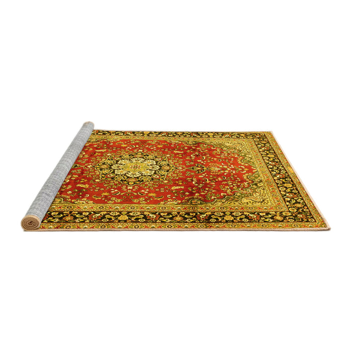 Sideview of Machine Washable Persian Yellow Traditional Rug, wshtr4453yw