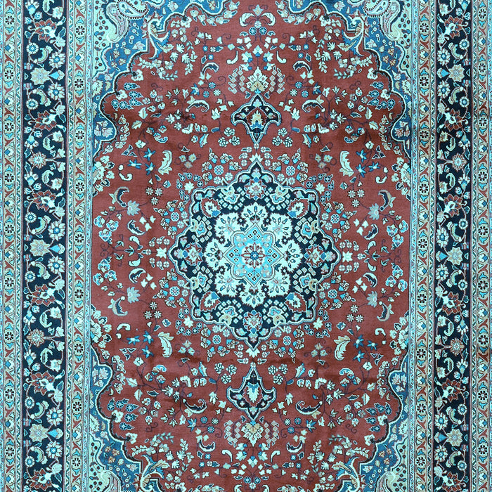 Machine Washable Persian Light Blue Traditional Rug, wshtr4453lblu