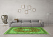 Machine Washable Persian Green Traditional Area Rugs in a Living Room,, wshtr4453grn