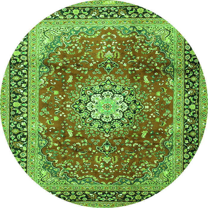 Square Persian Green Traditional Rug, tr4453grn