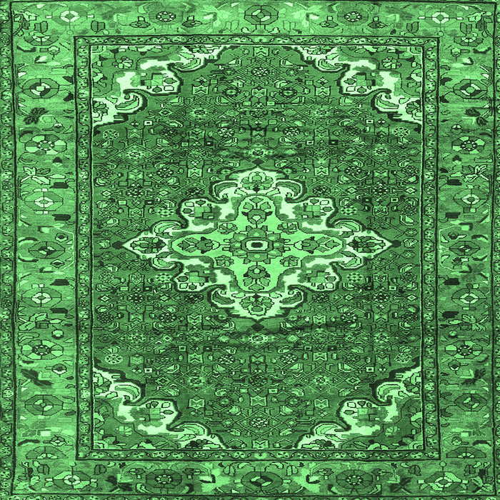 Square Machine Washable Persian Emerald Green Traditional Area Rugs, wshtr4454emgrn