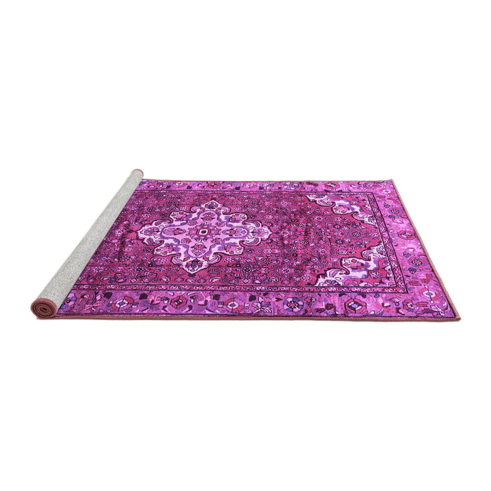 Sideview of Machine Washable Persian Purple Traditional Area Rugs, wshtr4454pur