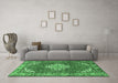 Machine Washable Persian Emerald Green Traditional Area Rugs in a Living Room,, wshtr4454emgrn