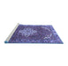 Sideview of Machine Washable Persian Blue Traditional Rug, wshtr4454blu