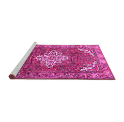 Sideview of Machine Washable Persian Pink Traditional Rug, wshtr4454pnk