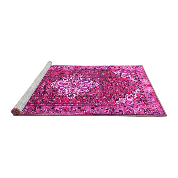 Sideview of Machine Washable Persian Pink Traditional Rug, wshtr4454pnk
