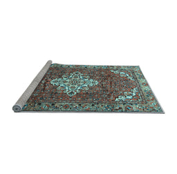 Sideview of Machine Washable Persian Light Blue Traditional Rug, wshtr4454lblu