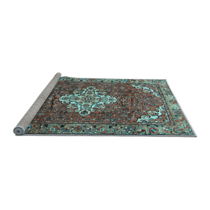 Sideview of Machine Washable Persian Light Blue Traditional Rug, wshtr4454lblu