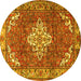 Round Persian Yellow Traditional Rug, tr4454yw