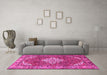 Machine Washable Persian Pink Traditional Rug in a Living Room, wshtr4454pnk