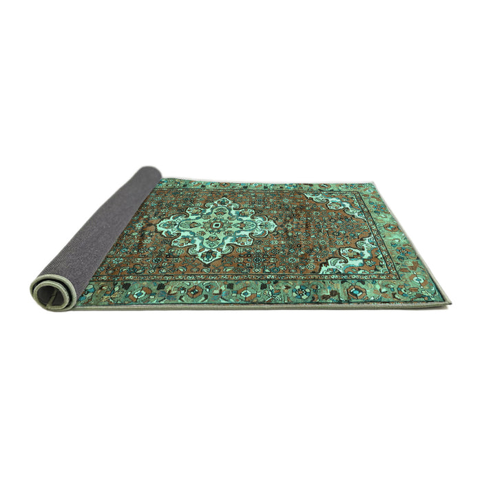 Sideview of Persian Turquoise Traditional Rug, tr4454turq