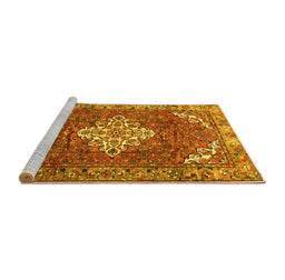 Sideview of Machine Washable Persian Yellow Traditional Rug, wshtr4454yw