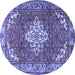 Round Machine Washable Persian Blue Traditional Rug, wshtr4454blu