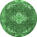 Round Persian Emerald Green Traditional Rug, tr4454emgrn