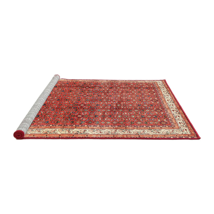Sideview of Machine Washable Traditional Tangerine Pink Rug, wshtr4455