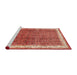 Sideview of Machine Washable Traditional Tangerine Pink Rug, wshtr4455