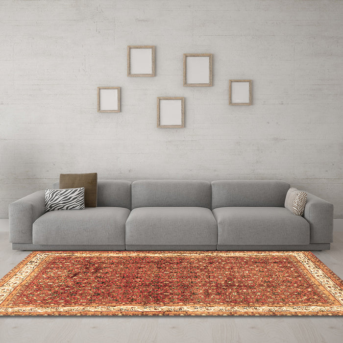 Machine Washable Persian Brown Traditional Rug in a Living Room,, wshtr4455brn