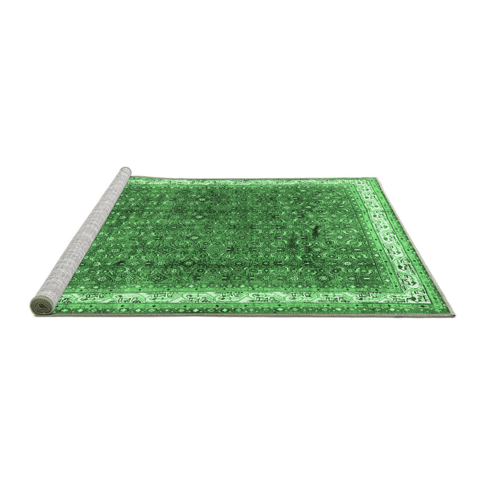 Sideview of Machine Washable Persian Emerald Green Traditional Area Rugs, wshtr4455emgrn