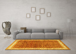 Machine Washable Persian Yellow Traditional Rug in a Living Room, wshtr4455yw