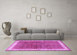 Machine Washable Persian Purple Traditional Area Rugs in a Living Room, wshtr4455pur