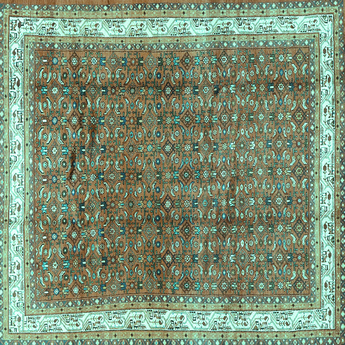 Square Machine Washable Persian Turquoise Traditional Area Rugs, wshtr4455turq