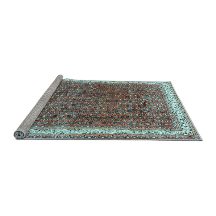 Sideview of Machine Washable Persian Light Blue Traditional Rug, wshtr4455lblu
