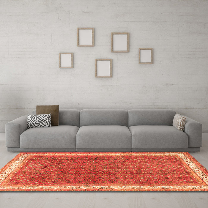 Machine Washable Persian Orange Traditional Area Rugs in a Living Room, wshtr4455org