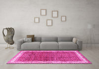 Machine Washable Persian Pink Traditional Rug, wshtr4455pnk