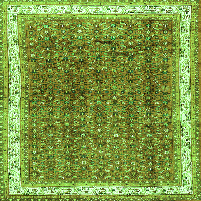 Round Machine Washable Persian Green Traditional Area Rugs, wshtr4455grn