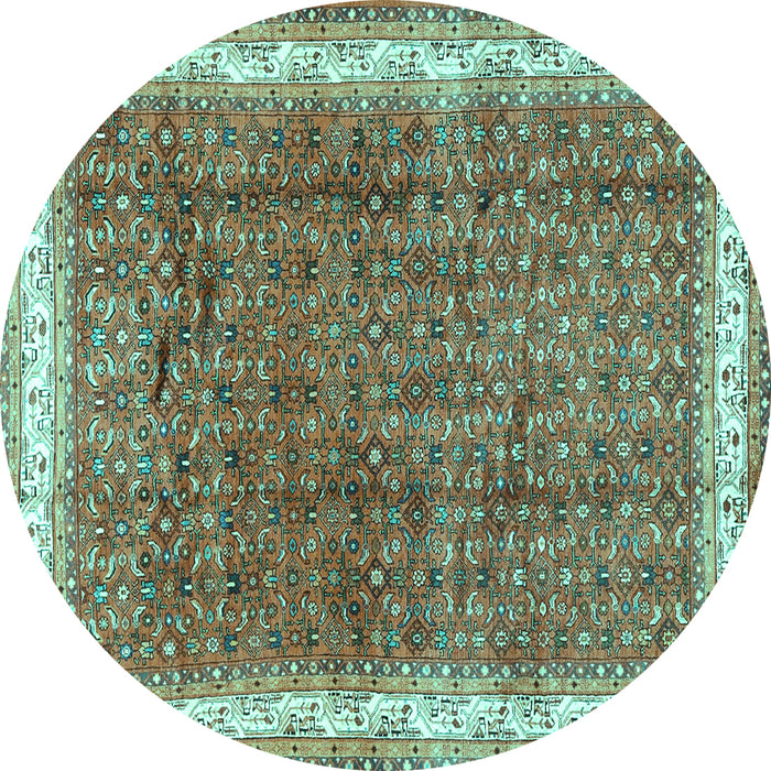 Round Persian Turquoise Traditional Rug, tr4455turq