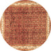 Round Persian Brown Traditional Rug, tr4455brn