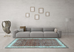 Machine Washable Persian Light Blue Traditional Rug in a Living Room, wshtr4455lblu