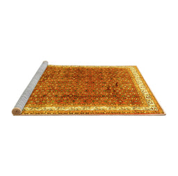 Sideview of Machine Washable Persian Yellow Traditional Rug, wshtr4455yw