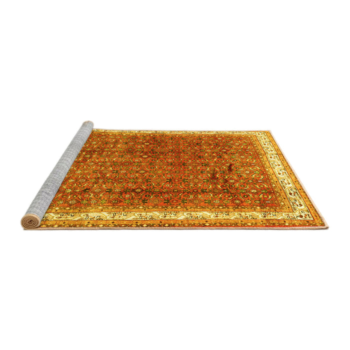 Sideview of Machine Washable Persian Yellow Traditional Rug, wshtr4455yw