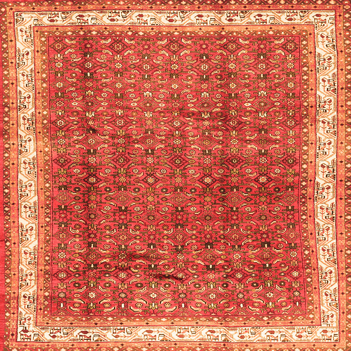 Round Machine Washable Persian Orange Traditional Area Rugs, wshtr4455org